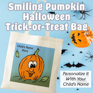 Friendly Pumpkin Smiling Cute Halloween Tote Bag