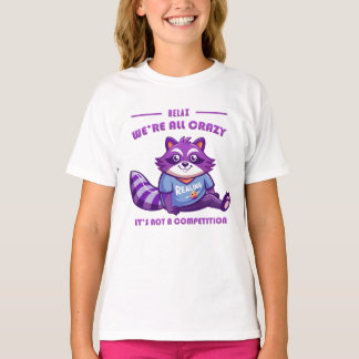 Friendly Purple Raccoon with Relaxing Text T-Shirt