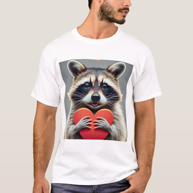 Friendly Raccoon with Heart T-Shirt (Front)