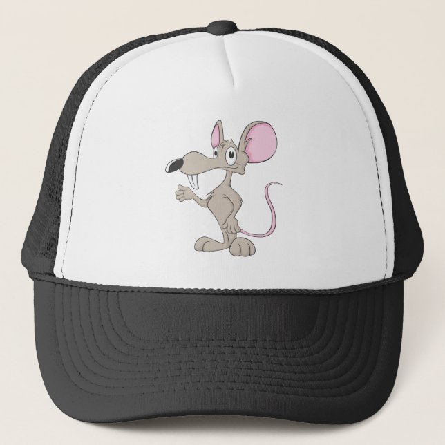 Friendly Rat Illustration Trucker Hat (Front)