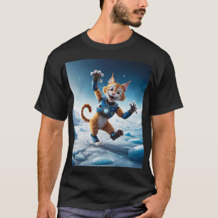Friendly robot cat on another icy planet T-Shirt
