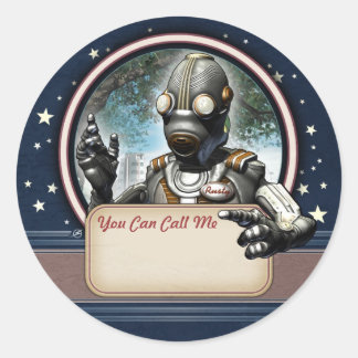 Friendly Robot Name Tag Stickers