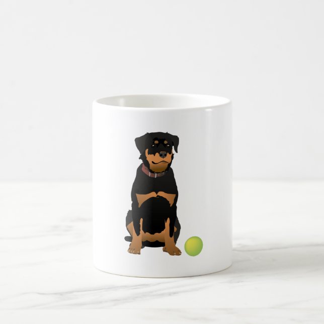 Friendly Rottweiler with Green Ball Coffee Mug (Center)