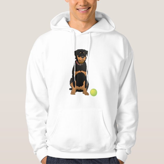 Friendly Rottweiler with Green Ball Hoodie (Front)