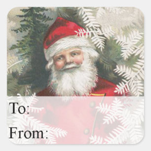 Friendly Santa Vintage Christmas Gift Tag