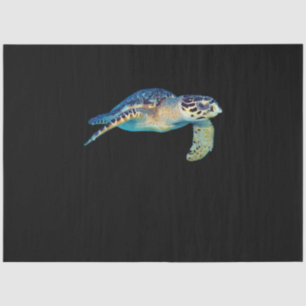 Friendly Sea Turtle Swimming Underwater Photo Art Tissue Paper