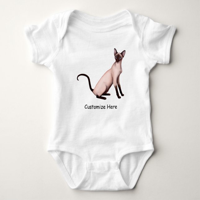 Friendly Siamese Cat Customizable Baby One Pc Bodysuit (Front)