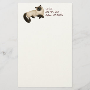 Friendly Siamese Cat Customizable Stationery