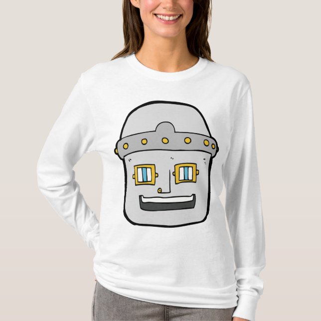 Friendly Silver Robot Head T-Shirt (Front)