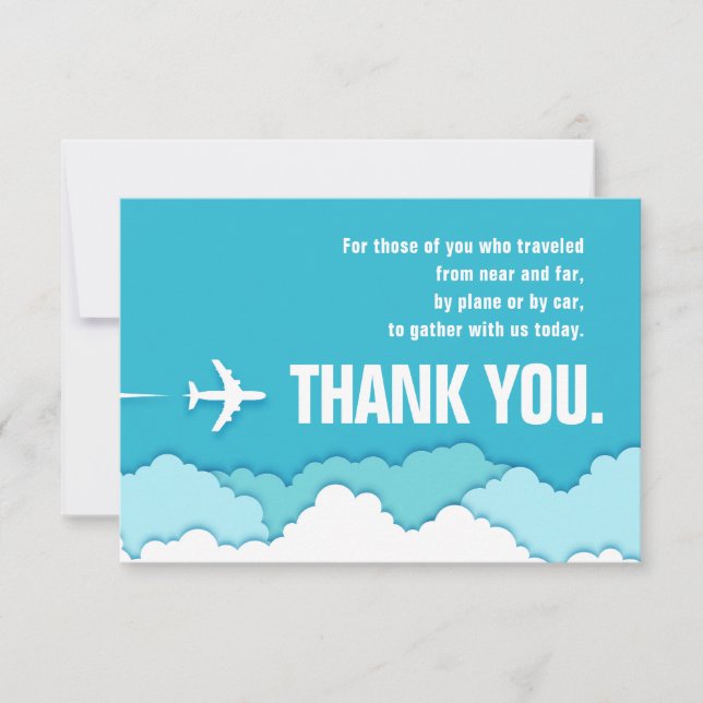 Friendly Skies | Far Traveller Thank You  Card (Front)