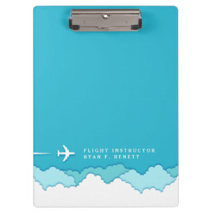 Friendly Skies Flight Instructor Custom Name Clipboard
