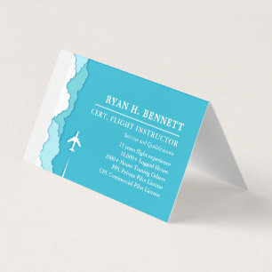 Friendly Skies Flight Instructor Detailed Certs Business Card