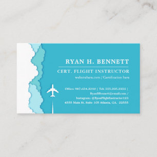 Friendly Skies   Flight Instructor Turquoise Style Business Card