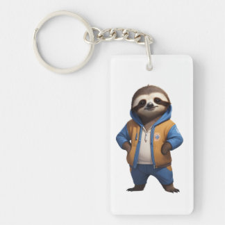 Friendly Sloth Illustration Keychain