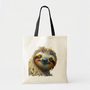 Friendly Sloth Tote Bag Oil Painting Style