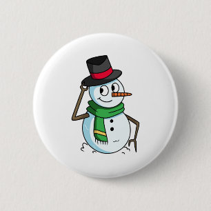 Friendly Snowman 2 Inch Round Button