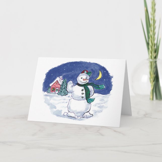 Friendly Snowman Greeting Card (Front)