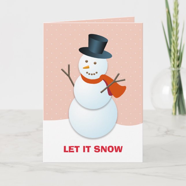 Friendly snowman north pole pink non photo holiday (Front)