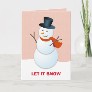Friendly snowman north pole pink non photo holiday card