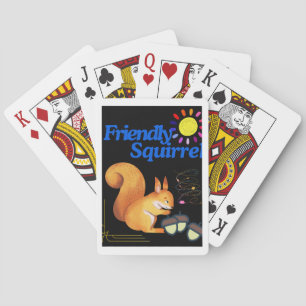 Friendly Squirrel is gathering nuts Playing Cards