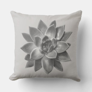 Friendly Succulent Plant on Light Silver Grey Throw Pillow