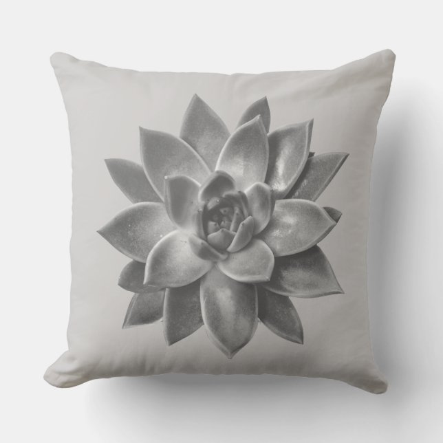 Friendly Succulent Plant on Light Silver Grey Throw Pillow (Front)