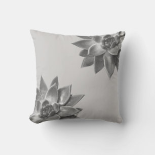 Friendly Succulent Plants on Light Silver Grey Throw Pillow