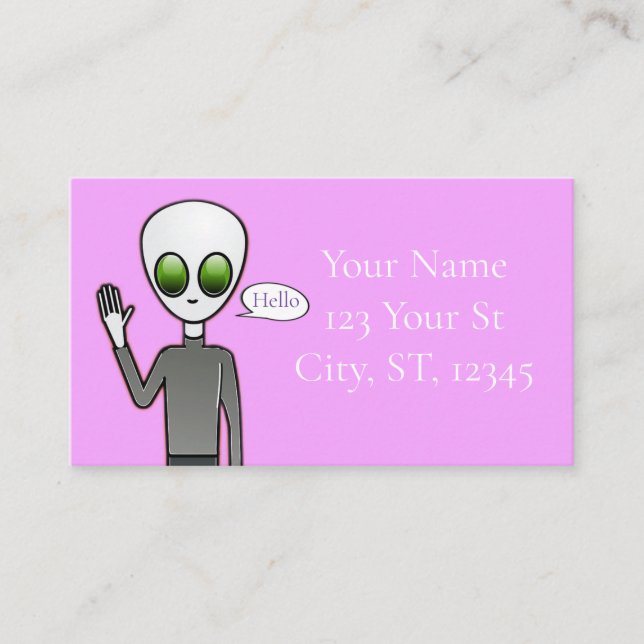 Friendly Waving Alien Thunder_Cove Business Card (Front)