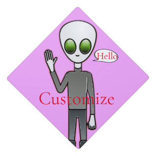 Friendly Waving Alien Thunder_Cove Graduation Cap Topper