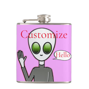 Friendly Waving Alien Thunder_Cove Hip Flask