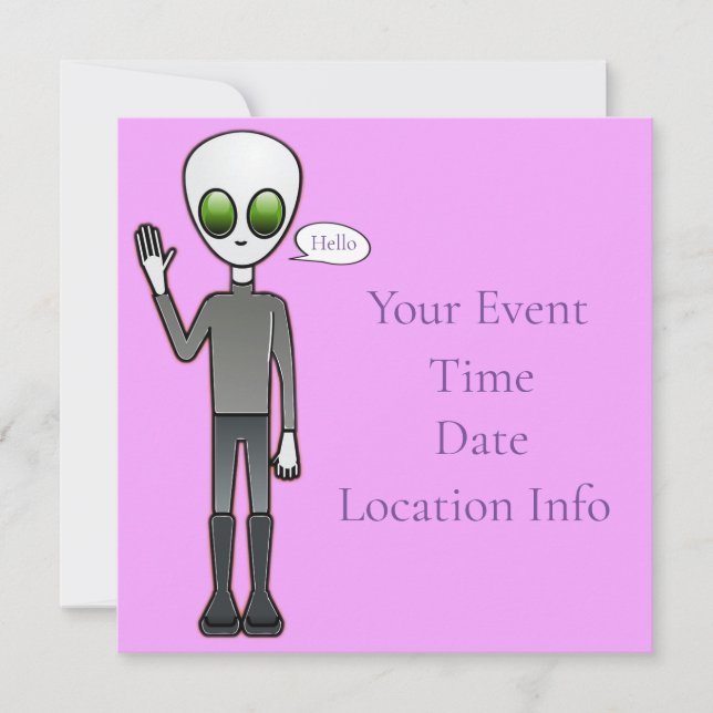 Friendly Waving Alien Thunder_Cove Invitation (Front)