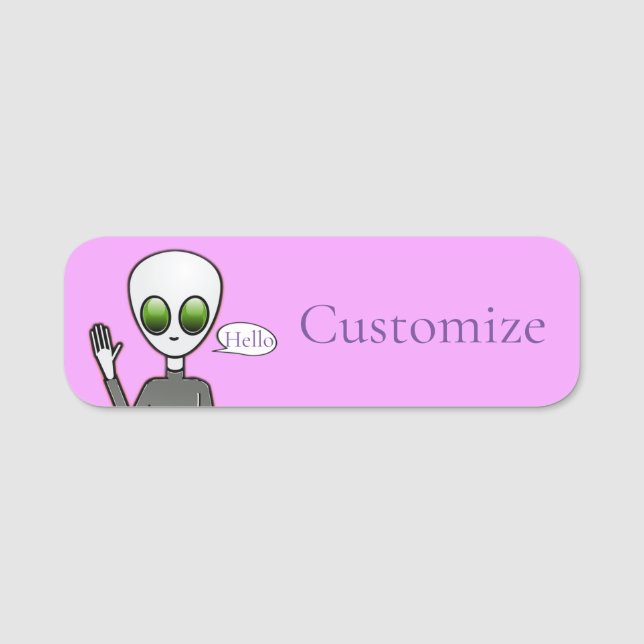 Friendly Waving Alien Thunder_Cove Name Tag (Front)