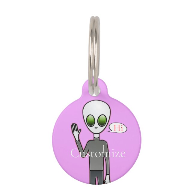 Friendly Waving Alien Thunder_Cove Pet Tag (Front)
