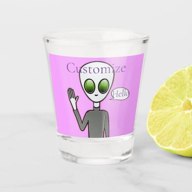 Friendly Waving Alien Thunder_Cove Shot Glass (Front)