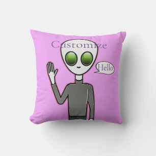 Friendly Waving Alien Thunder_Cove Throw Pillow