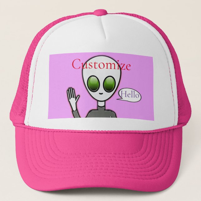 Friendly Waving Alien Thunder_Cove Trucker Hat (Front)