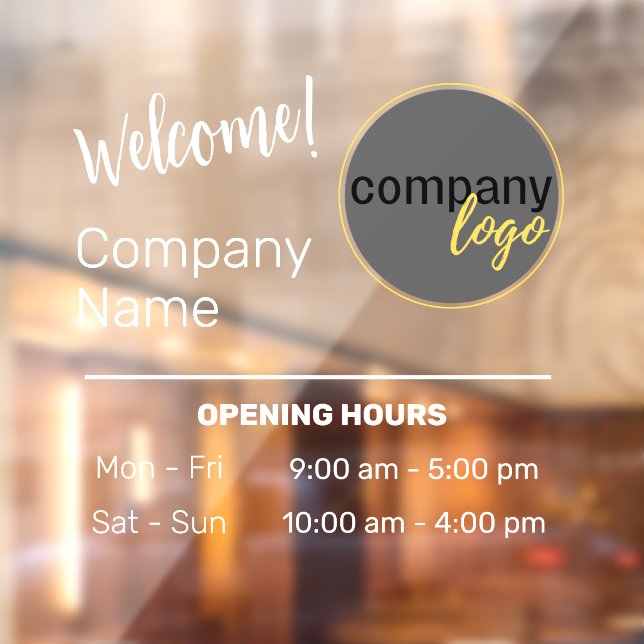 FRIENDLY WELCOME STORE SHOP HOURS WHITE TEXT LOGO WINDOW CLING (Sheet 2)