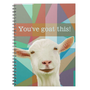 Friendly White Goat Colorful Geometric Background Notebook