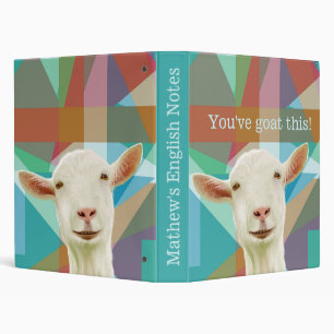 Friendly White Goat Colourful Geometric Background Binder