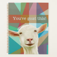 Friendly White Goat Colourful Geometric Background