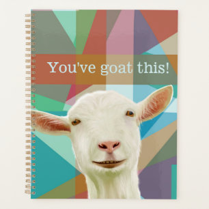 Friendly White Goat Colourful Geometric Background Planner