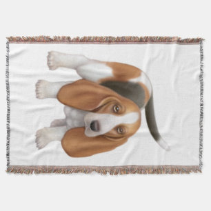 Friendly Young Basset Hound Dog Throw Blanket