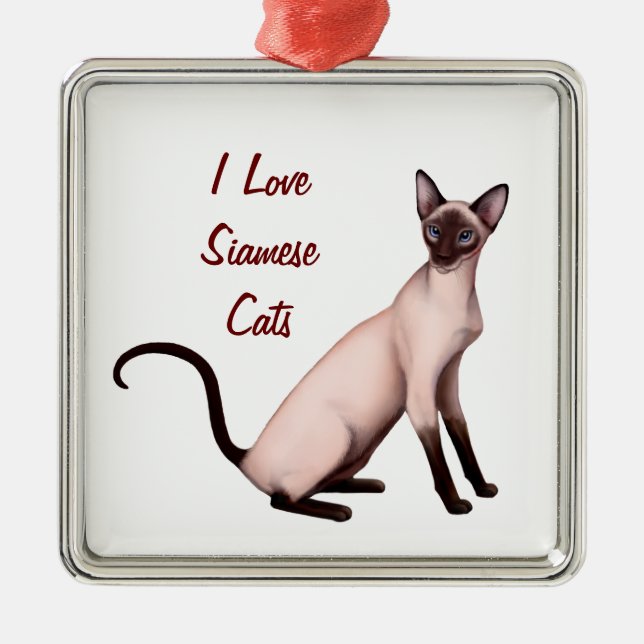 Friendly Young Siamese Cat Customizable Ornament (Front)