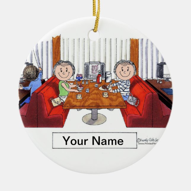 Friends, 2 Females - Personalized Cartoon, Friendl Ceramic Ornament (Front)