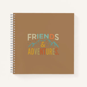 "Friends & Adventures" Multicolor Text Notebook