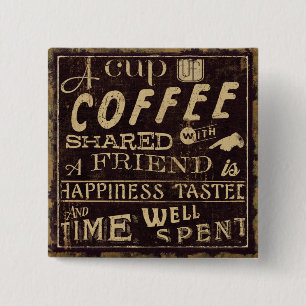 Friends and Coffee 2 Inch Square Button