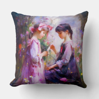 Friends and Flowers 2 Throw Pillow