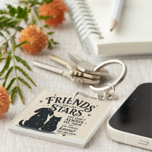 Friends Are Like Stars Cat & Dog Inspirational Keychain