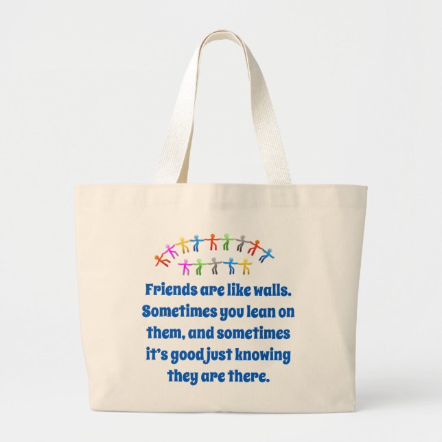 Friends Are Like Walls - Friendship Quote  Large Tote Bag (Front)