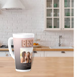 Friends besties black brown photo rose gold latte mug<br><div class="desc">A chic black, brown coffee latte coloured gradient background. Personalize and add your own photo, selfie of your best friend(s) your names and place of event. Rose gold balloon style font and the word: Besties. Perfect as a gift for yourself or as a birthday or Christmas gift for your friends....</div>